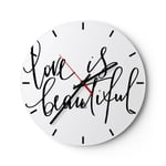 Horloge murale en verre 30x30cm Silencieuse La vie est belle Wall Clock