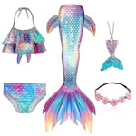 5 st/ set Flickor Mermaid Tail Baddräkt Barn Mermaid Ariel Cosplay Kostym Fantasy Beach Bikini Set 1 Set 1 140