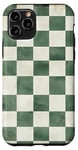 Coque pour iPhone 11 Pro Vert Classique Tropical Carreaux Vert Sauge Blanc Vintage