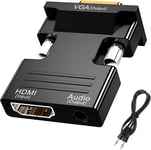 Adaptateur Hdmi Vers Vga 1080P, Hdmi Femelle Vers Vga Mâle Convertisseur De Câble Audio Vidéo Avec Câble Audio 3,5 Mm Pour Ordinateur, Bureau, Moniteur, Hdtv, Etc.[VID060490]