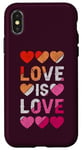 Coque pour iPhone X/XS Lesbienne, Cœurs, L'amour est l'amour, Fierté LGBT