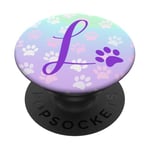 L Initial Phone Grips Pop Up Holder Rainbow Purple Paw Print PopSockets PopGrip: Swappable Grip for Phones & Tablets PopSockets Adhesive PopGrip