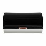 Tower Linear T826000RB Roll Top Bread Bin, Stainless Steel, Black and Rose Gold