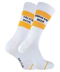 Sock Snob Mens TALKIE SOCKS - Unisex Cotton Novelty Bring Me Beer & Vodka - Gold - Size UK 6-11