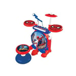 Lexibook- Spider-Man Batterie Électronique pour Enfant, Jeu Musical, Jouet Mixte, Vrai Son, Clavier 8 Notes, Prise pour MP3, siège Inclus, Bleu/Rouge, K610SP, Jaune