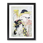 Tea House Girls By Kitagawa Utamaro Asian Japanese Framed Wall Art Print, Ready to Hang Picture for Living Room Bedroom Home Office Décor, Black A3 (34 x 46 cm)