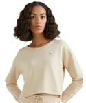 Tommy Hilfiger Womens Sweatshirt Top - Beige Cotton - Size Medium