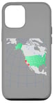 Coque pour iPhone 12/12 Pro Carte des États-Unis et de l'Amérique du Nord. Rouge surligné Californie