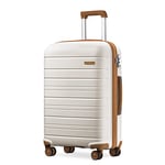 Kono Valise de Voyage légère à Coque Rigide de 55 x 40 x 20 cm avec Serrure TSA et 4 Roues pivotantes (crème), Crème, Blanc, S(Cabin 20Inch), Valise Cabine Rigide