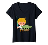 Star Wars Luke Yoda Cute Cartoon Jedi In Training T-Shirt avec Col en V