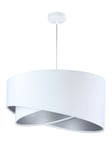 Lampe Suspendue Tissu Abat-Jour Ø50cm Chambre en Blanc Argent Pendelleuchte