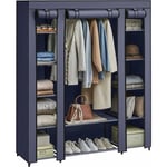 Armoire de Rangement en Tissu, Penderie avec Housse, Placard, Garde-Robe, 45 x 150 x 175 cm, 12 Compartiments, Cadre en Métal, pour Chambre,