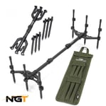 NGT 3 Rod Pod Carp Fishing Fully Adjustable TRI-POD with Carry Case