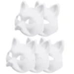 1/5st Pappers Blank Vit Mask Halloween Cosplay Katt Räv DIY 5pcs