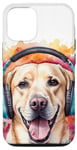 iPhone 15 Labrador Retriever Headphones Dog Animal Art Print Graphic Case