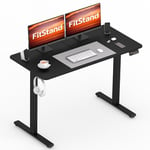 FitStand 120x60cm Electric Standing Desk, Sit Stand Desk Height Adjustable Desk Computer Desk With Hooks, Child Lock, Memory Function, Suitable For Office And Home - Black