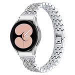 Metallklockarmband för Samsung Galaxy Watch4 Active 40mm/44mm/Watch4 Classic 42mm/46mm 5 pärlor 3 rader Silver Transparent