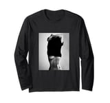 Sexy Black White T-Shirt Motif, Hot Woman Portrait Hoodie Long Sleeve T-Shirt