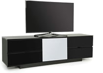 Homeology Avitus Ultra Black with 4-Black Drawers White Door 32"-65" TV Stand