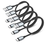 Mini USB C,Lot de 4 Cable USB C 50cm Charge Rapide 3A et Synchro Cable Type C en Nylon Tressé Cable USB C Court Compatible avec Samsung Galaxy S24 S23 pour Huawei P60 Mate 50.[W256]