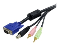 StarTech.com 6 ft 4-in-1 USB VGA KVM Switch Cable with Audio and Microphone - VGA KVM Cable - USB KVM Cable - KVM Switch Cable (USBVGA4N1A6) - Kabel för tangentbord/mus/video/ljud - USB, HD-15 (VGA), mini-phone stereo 3.5 mm (hane) till HD-15 (VGA), 