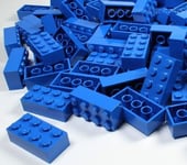 LEGO BRICKS 100 x BLUE 2x4 Pin - From Brand New Sets Sent in a Clear Sealed Bag