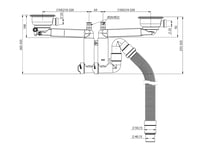 Franke avløpssett 3½"  m/oppløft 32/40/50 mm, Plast