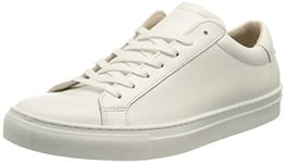 JACK & JONES Homme Jfwcorey Leather Noos Basket, Talon en Cuir Blanc avec détails Blancs, 45 EU