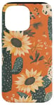 Coque pour iPhone 14 Pro Max Orange Abstrait Géométrique Western Boho Léopard Tournesols