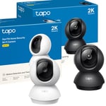 Tapo Indoor Camera for Security, Wifi Camera, 2K 3MP, 360° Baby and Pet Monitor, CCTV, Smart Motion Detection & Tracking, Night Vision, Works with Alexa & Google Home, Elegance White & Black (2 Pack)