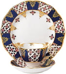 Royal Albert 100 Years 40017566 1900 Regency Teacup, Saucer, Plate 20cm, 3 Piece Set Blue, Bone China