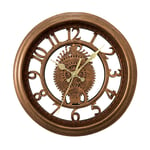 Horloge murale vintage 11' - Bronze antique, Horloge murale créative creusée, Horloge murale de salon à lumière ronde, style luxe