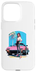 Coque pour iPhone 15 Pro Max Fille de style anime et manga devant une voiture de sport rose