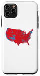 Coque pour iPhone 11 Pro Max Red Wave Carte des États-Unis dans l'élection présidentielle de 2024