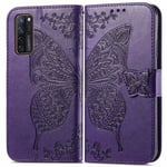 Zte Axon 20 5g lompakkokotelo Butterfly kohokuvioitu Pu-nahkainen Kickstand korttipaikat Flip Folio Cover