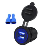 Car, motorcycle, RV, boat, 4.2A car charger, dual USB, dual port car charger, modification accessories (blue),