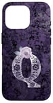 Coque pour iPhone 16 Pro Jolie rose florale violette avec monogramme lettre Q