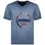 Geographical Norway jarico men Tee Shirt Coton Homme - T Shirts Classique Ete Avec Logo - Vetement Corps Manche Courte - Col V Coupe Reguliere Hommes - Été Toute Saison (MARINE S)