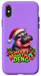 Coque pour iPhone X/XS Adorable bébé hippopotame Moo Deng Merry Moostmas Christmas Cheer