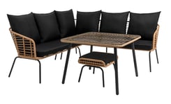 Habitat 7 Seater Rattan Effect Garden Corner Sofa Set- Black