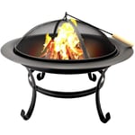 MaxxGarden Bol à Feu Ø76 cm - Brasero pour le Jardin - Brasero Rond d’extérieur pour Bois ou Charbon de Bois - Noir