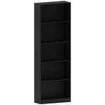 Vida Designs Cambridge 5 Tier Extra Large Bookcase, Black Wooden Shelving Display Storage Unit Office Living Room Furniture