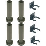 4x Pied de meuble cuisine vérin hauteur réglable 100 mm (-12, +28 mm) + 4x clip de plinthe plastique universel