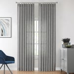 Vision Home Lot de 2 Rideaux de fenêtre plissés Semi-Transparents texturés filtrant la lumière pour Salon, Chambre à Coucher, Rideaux plissés Gris Anthracite avec Crochets, 101,6 x 274,3 cm (l x L),