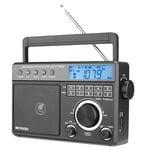 Retekess TR629 Poste Radio Portable,Dab Radio Piles,FM AM SW, USB Micro Carte SD,MP3，Haut-parleurs,Prise Casque,Réveil,L'écran LCD,Simples(Gris Foncé)