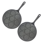 SOGA 2X 23cm Cast Iron Takoyaki Fry Pan Octopus Balls Maker 7 Hole Cavities Grill Mold - Frying Pans - ZPai022X2