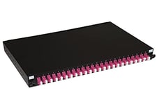 Connetto - Panneau Fibre Optique 19" avec 24 adaptateurs LC Duplex om4 Profondeur 250 mm avec Cochon installés Couleur Noire