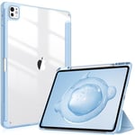 FINTIE Coque pour iPad Pro 13 Pouces 2024 M4 - [Rangement de Stylet] Coque Arrière Transparente Claire, Housse Antichoc avec Bord en TPU Étui Pliable, Bleu Ciel