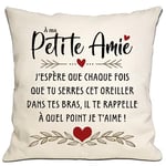 Cadeau de Petite Amie J'espère Que Chaque Fois Que tu serres cet Oreiller, il Te rappelle Combien Je t'aime Housse de Coussin pour Copine Anniversaire Saint-Valentin Cadeau de Noël(Petite Amie)