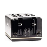 Haden Salcombe Black Toaster 4 Slice - Retro Design with Wide Slots - Easy To